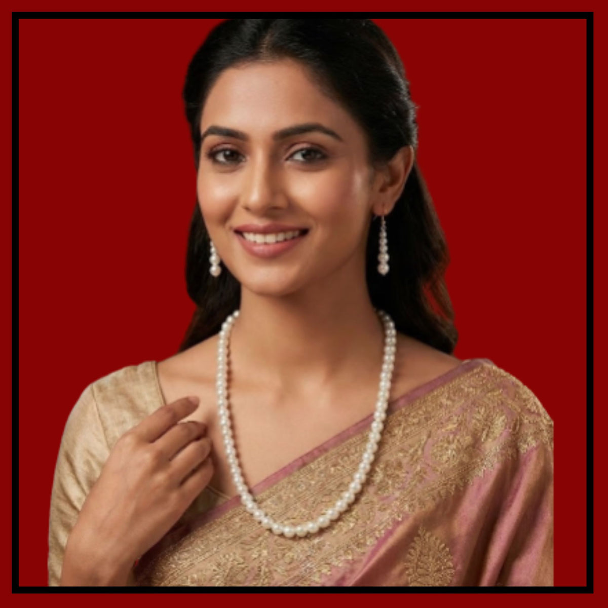Traditional white pearl (moti) necklace set