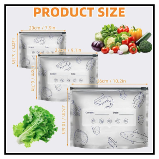 Reusable Foil Zip Lock Vacuum Food Storage Bag(Pack of 20)