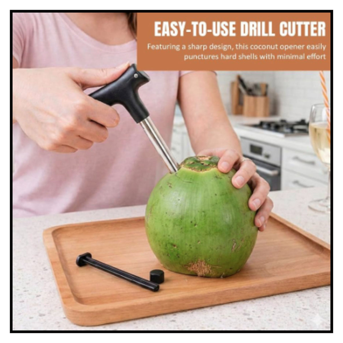 Coconut Opener Tool Stainless Steel Drill Cutter