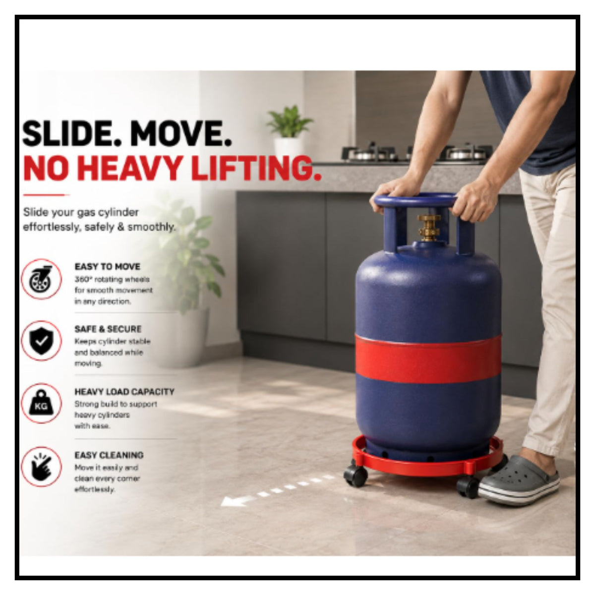 Heavy Durable Plastic Gas Cylinder Trolley/Roller Easily Movable Stand
