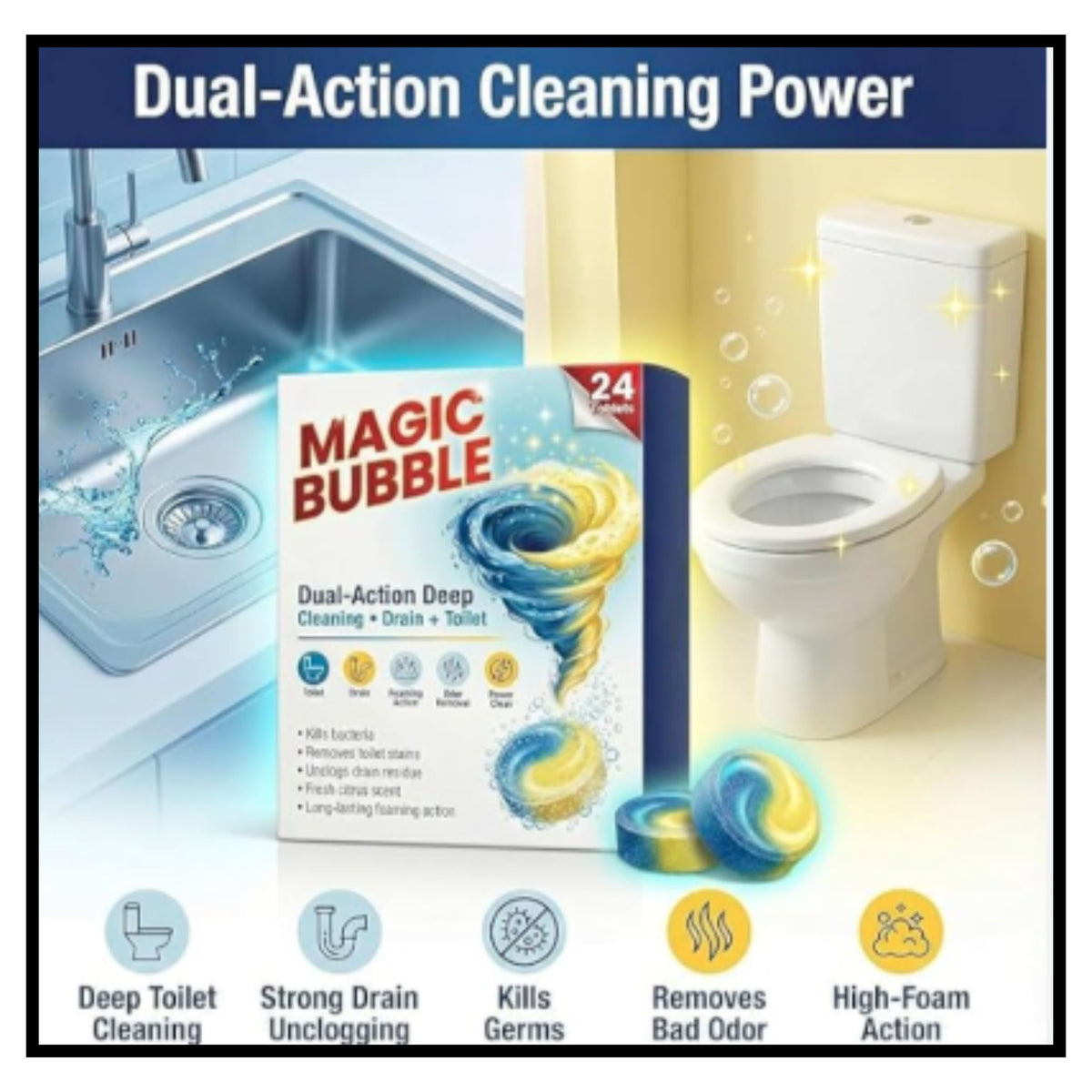 Dula Action Magic Toilet Tablet 24Tablets (Pack of 2)