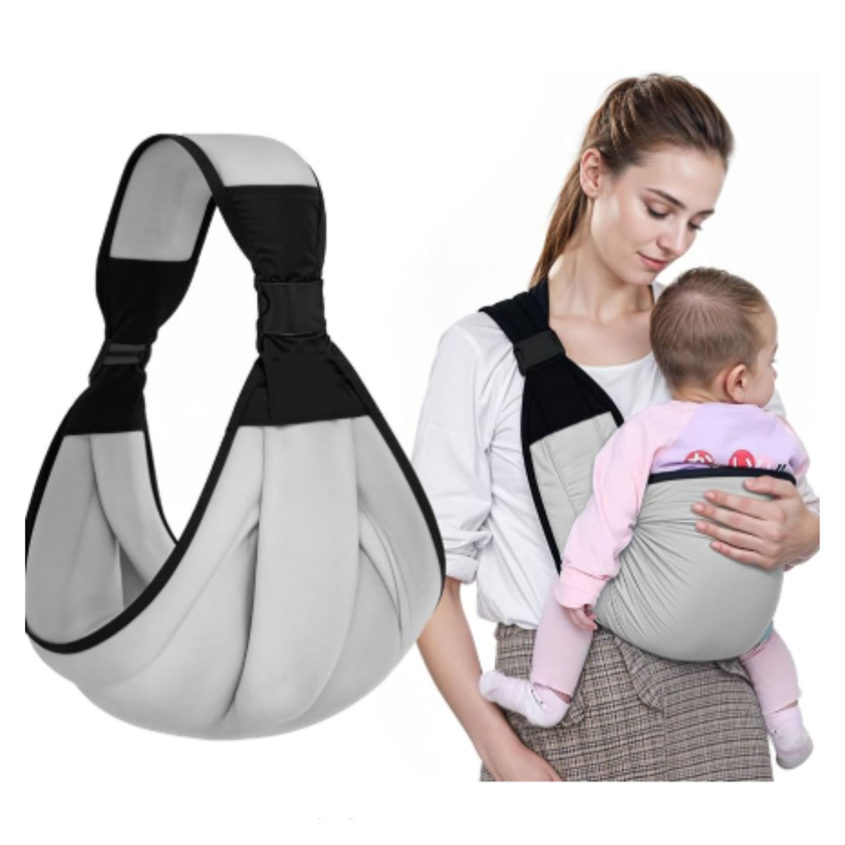 Baby Sling Carrier Adjustable Baby Holder Carrier Baby Half Wrapped Sling Hip Carrier Breathable Cotton Mesh Fabric for Newborn