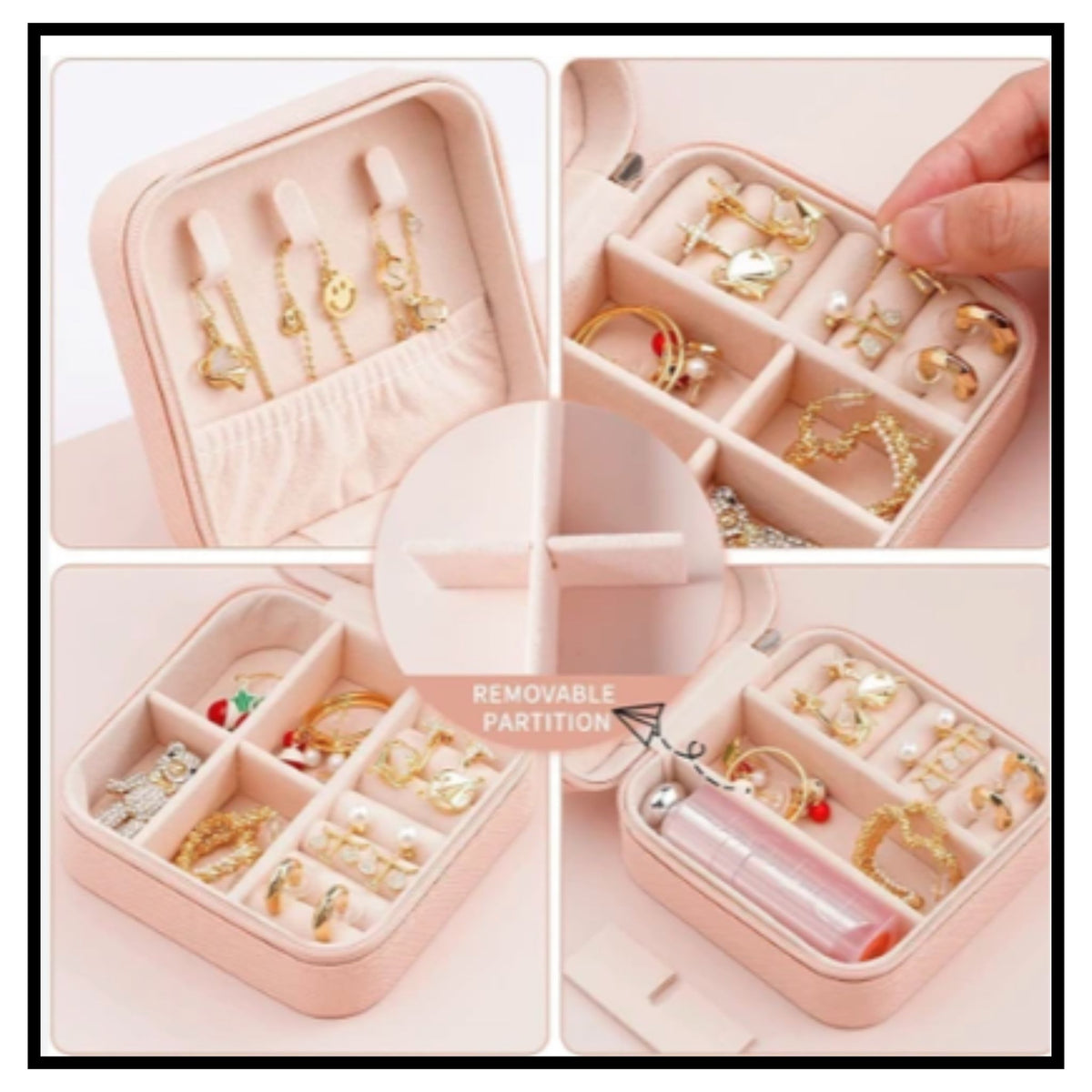 Leather Small Jewelry Box, Travel Portable Jewelry Case For Ring, Pendant, Earring, Necklace, Bracelet