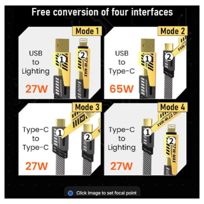 USB C केबल लाइटनिंग केबल 4 इन 1
