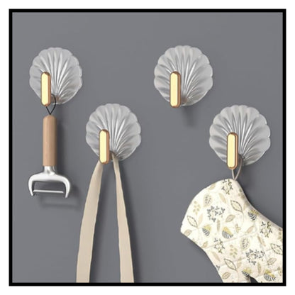 Gold & Silver Seashell Wall Hooks for Keys (Pack of 5)