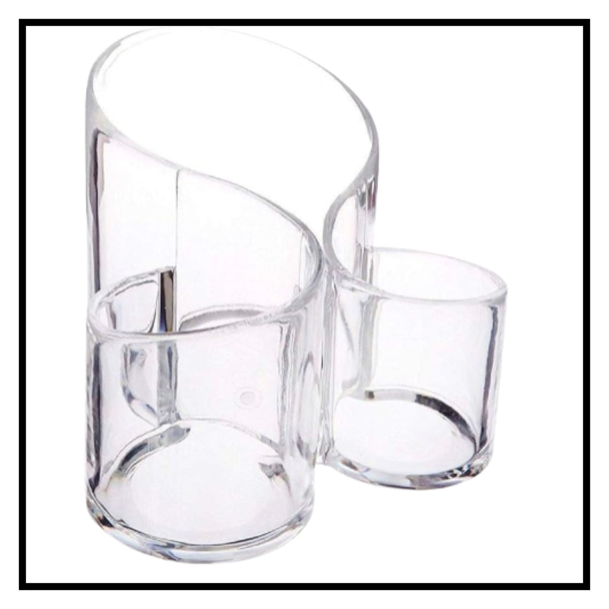 3-Compartment Acrylic Makeup Brush Holder