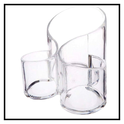 3-Compartment Acrylic Makeup Brush Holder