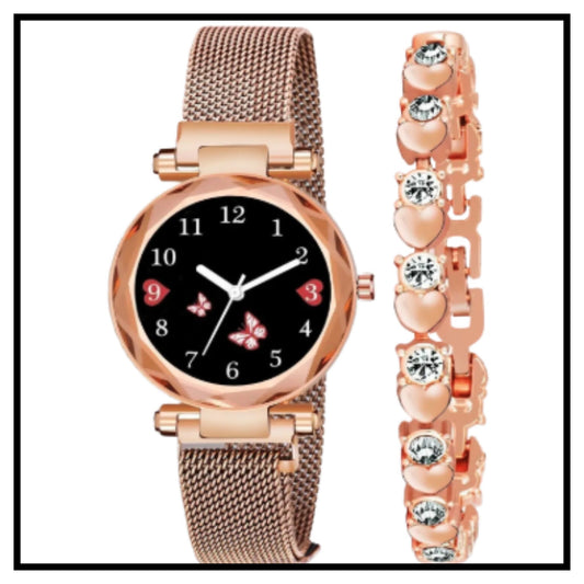 Butterfly Designer Women's and Girl's Watch Analog Watches with bracelet - Combo set