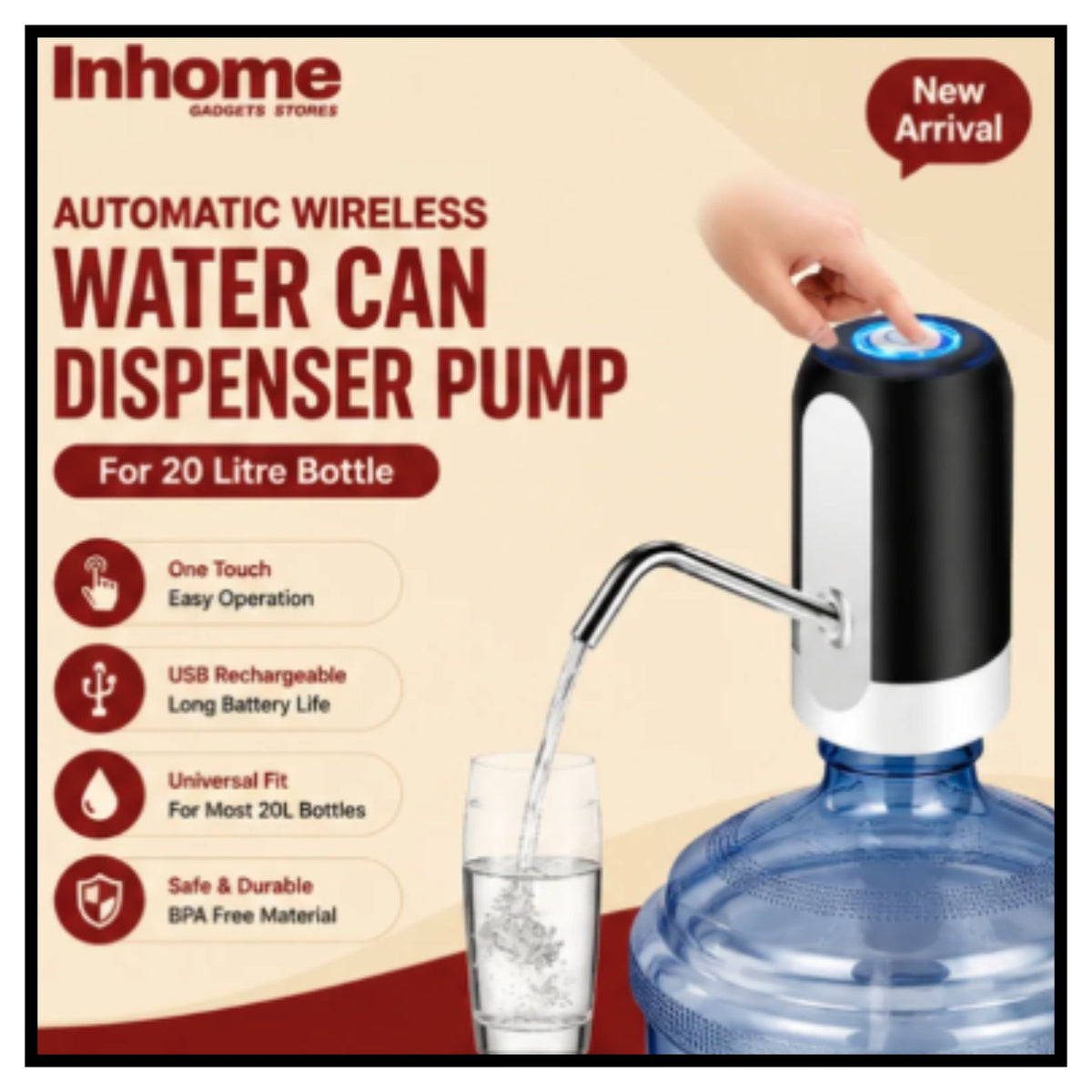 Automatic Wireless Water Can Dispenser Pump for 20 Litre Bottle