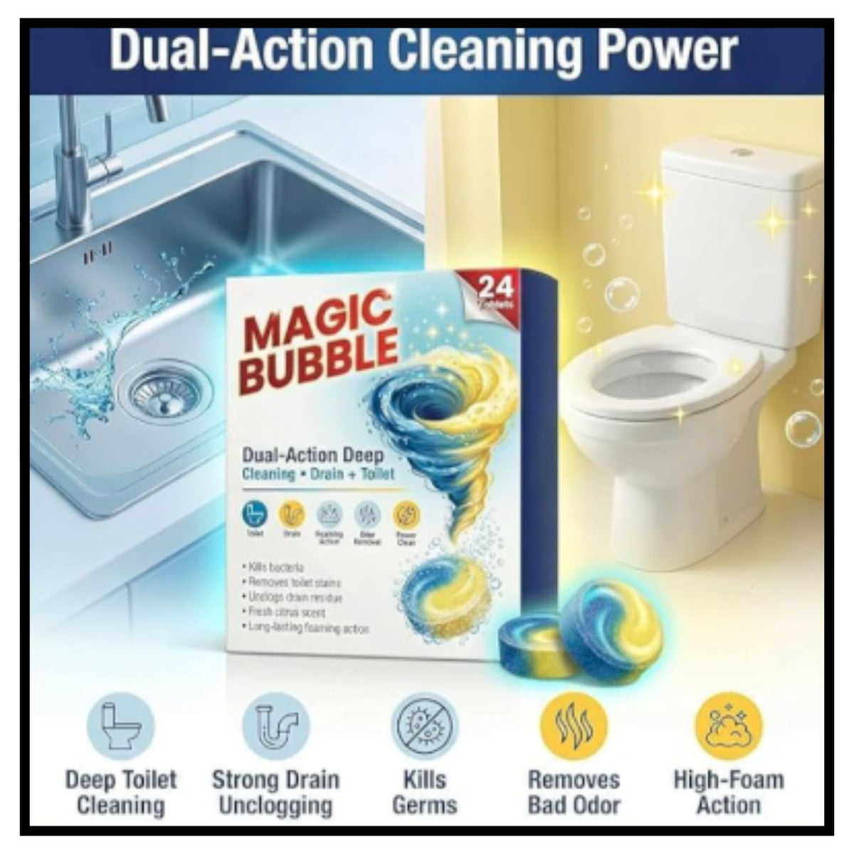 Dula Action Magic Toilet Tablet 24Tablets (Pack of 2)