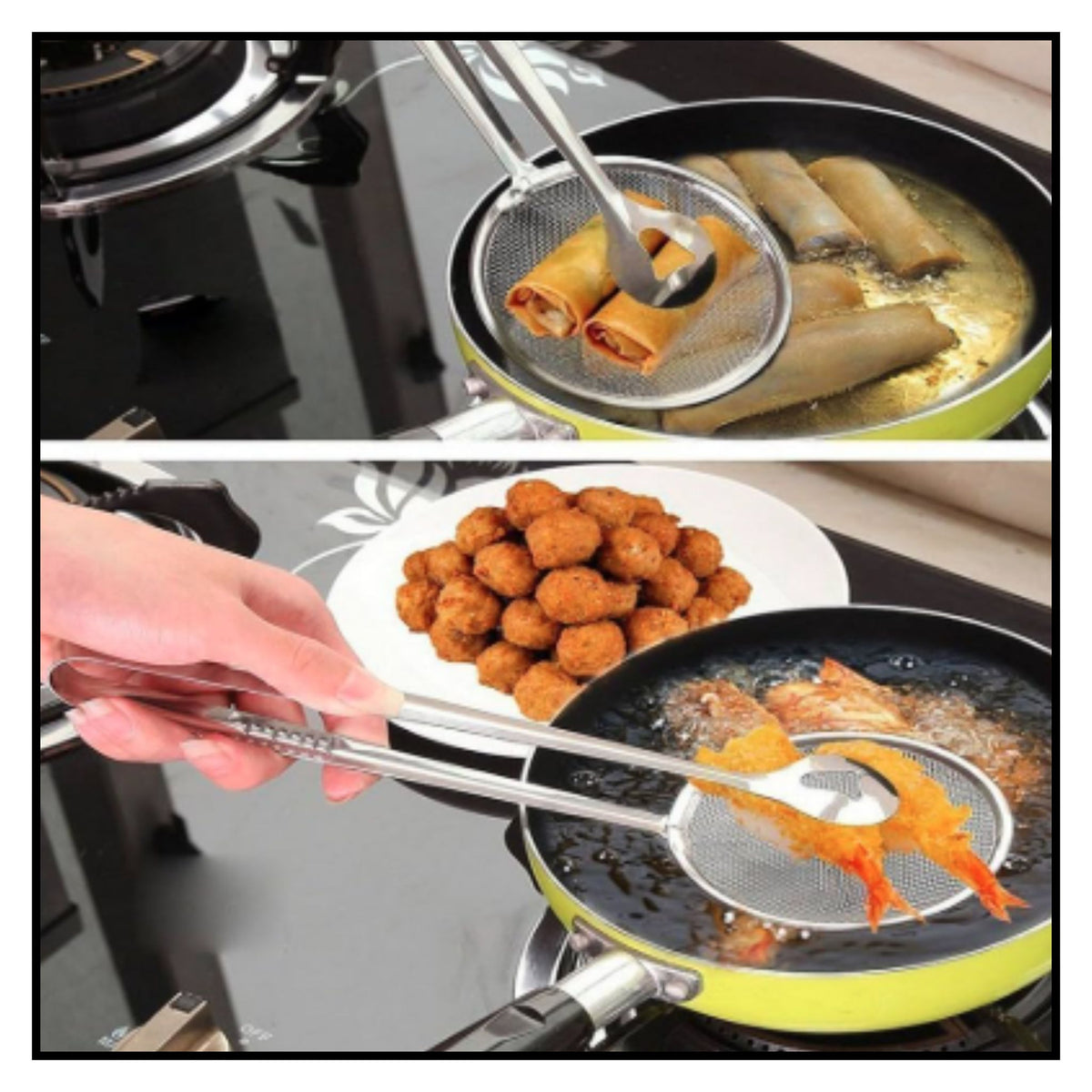 Multi-Functional 2 in 1 Fry Tool Filter Spoon Strainer with Clip