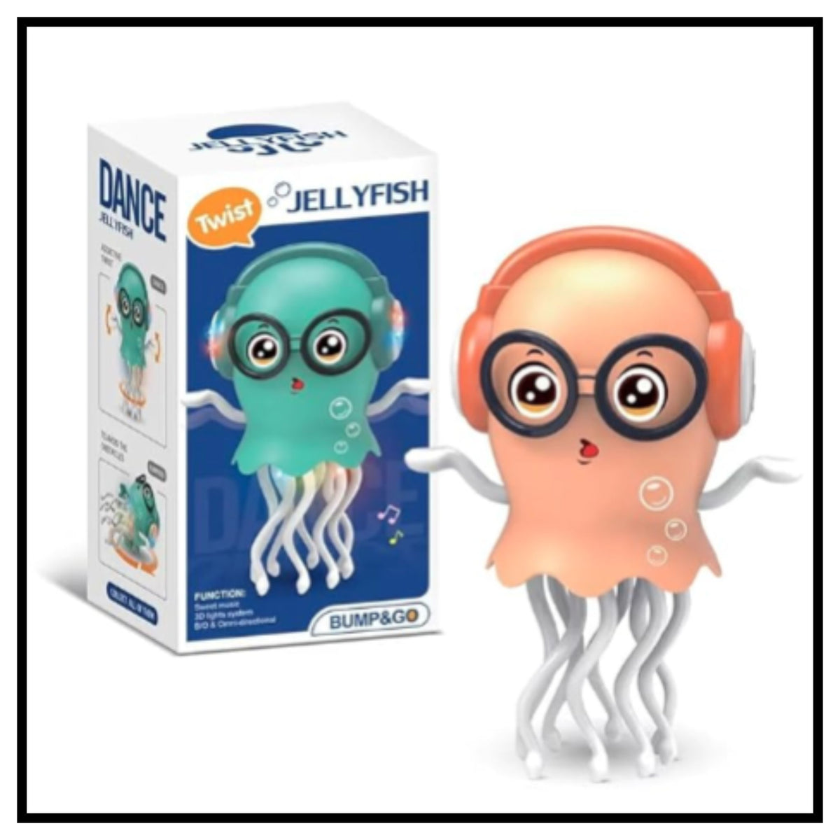Dancing Jellyfish Toy for Kids with Music, LED Lights & 360° Bump-and-Go Action – Battery Operated Cartoon Jellyfish Robot