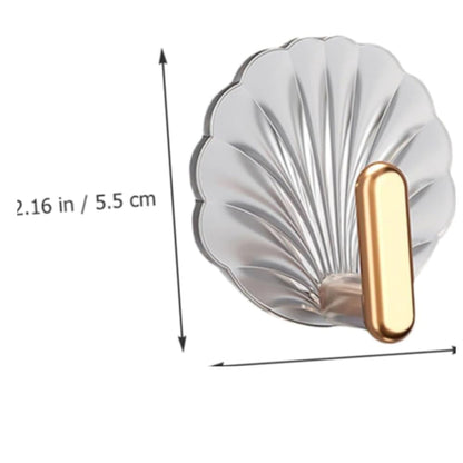 Gold & Silver Seashell Wall Hooks for Keys (Pack of 5)