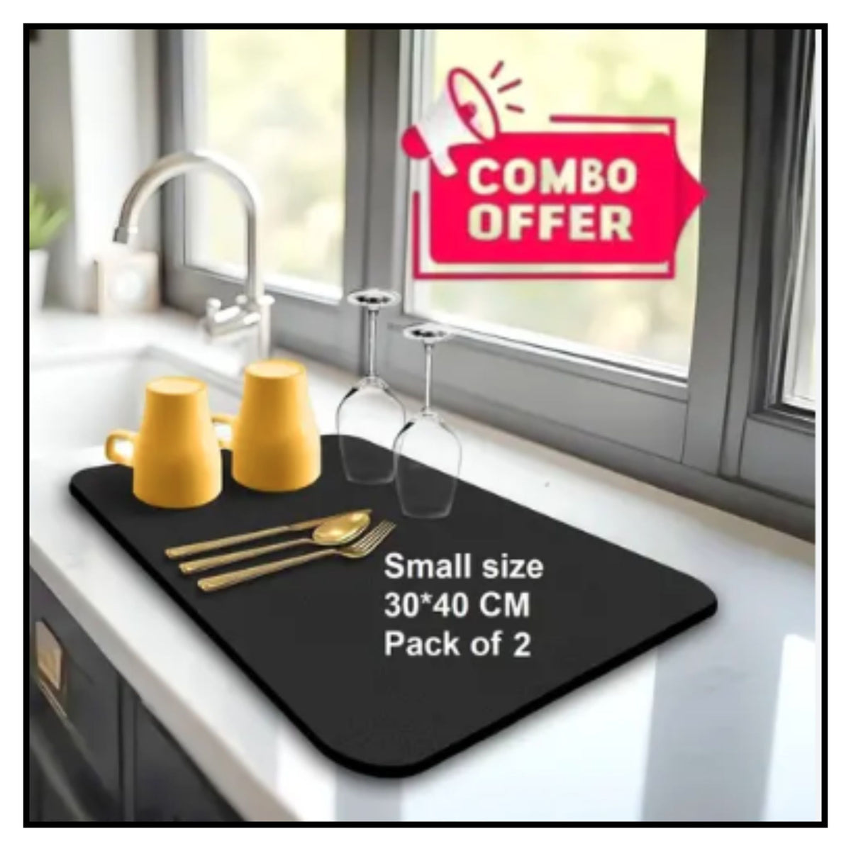 Drying mat for Kitchen, Water Absorbent Mat (PACK OF 2)