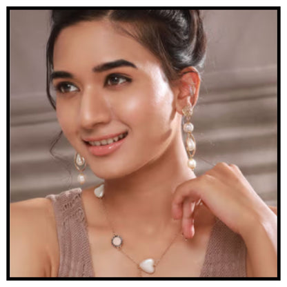Pearl Studded & Beaded Jewellery Set with watch