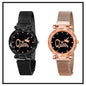 Black Queen Analog Watch With Braclet And A Butterfly Pendent Combo Set