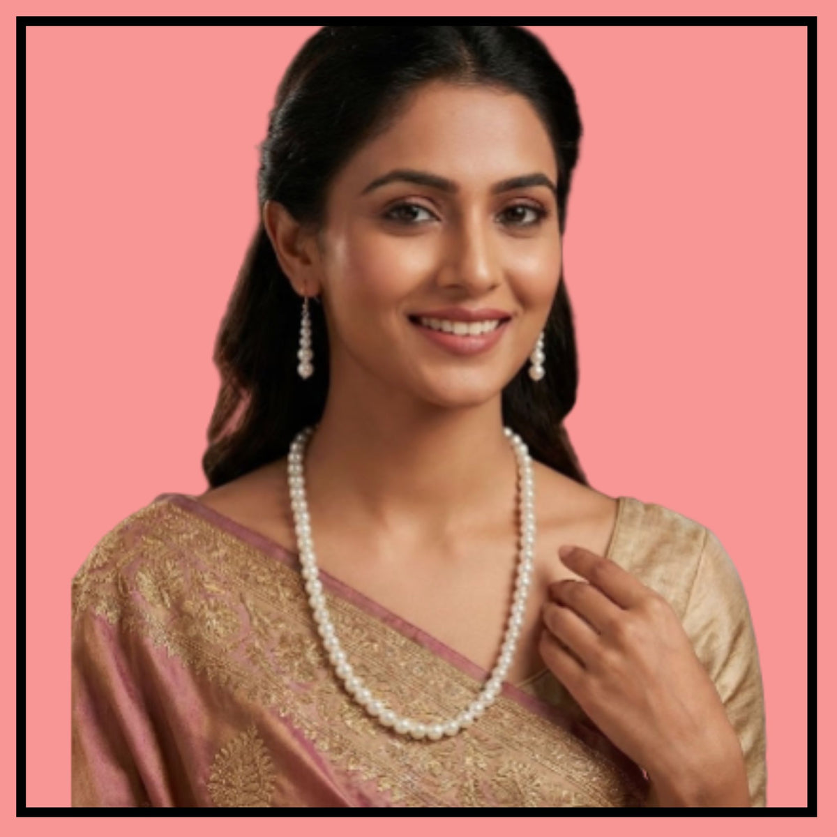 Traditional white pearl (moti) necklace set