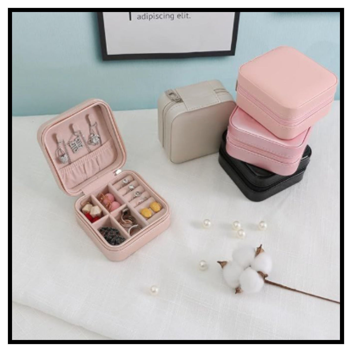 Leather Small Jewelry Box, Travel Portable Jewelry Case For Ring, Pendant, Earring, Necklace, Bracelet