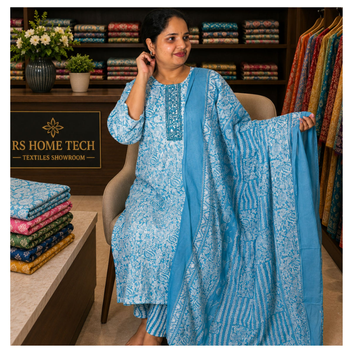 सूर्य चूड़ीदार-पीकॉक ब्लू (411718) (3XL)