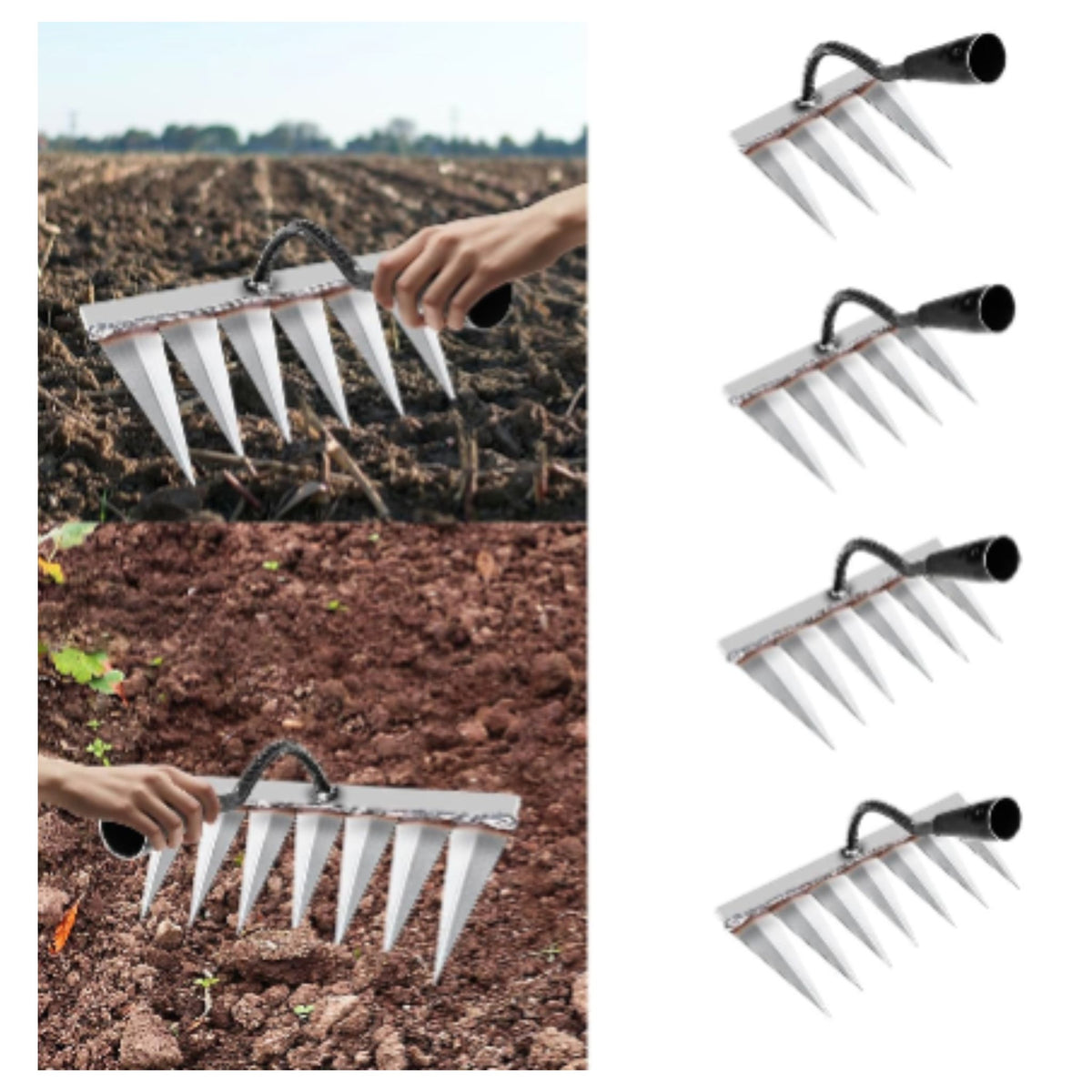 Iron Rake for Gardening and Weeding - Heavy Duty Garden Tool