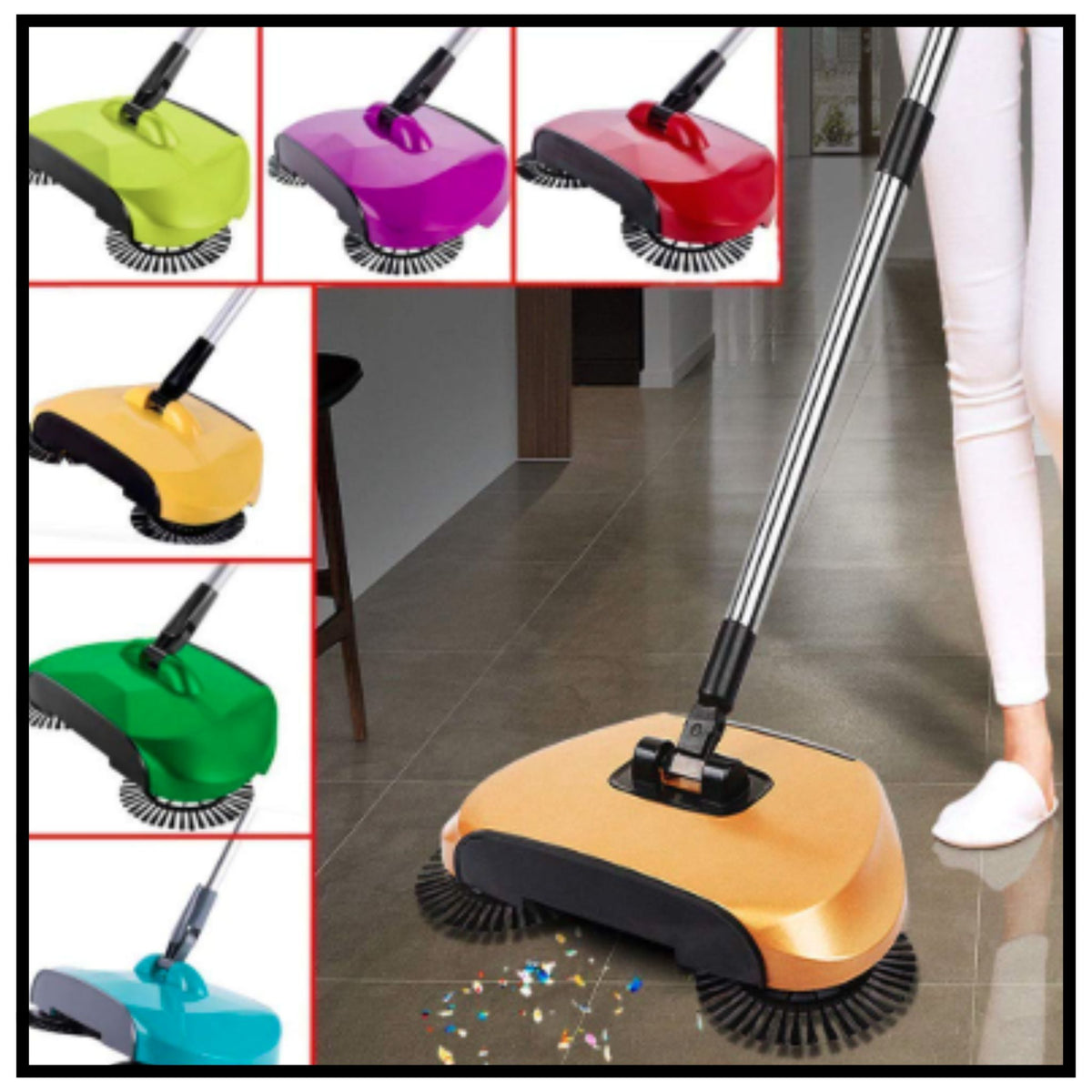 Floor Dust Cleaning MOP Broom with Dustpan Multi Functional Broom Machine for Home & Office
