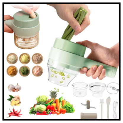 In4-in-1 Electric Vegetable Cutter, Slicer, Grater, Chopper