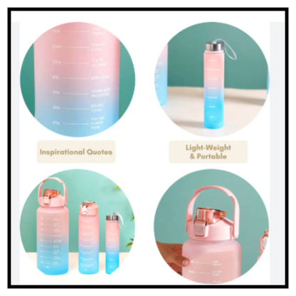 3 Water Bottle with Motivational Time Marker (Pack of 3)