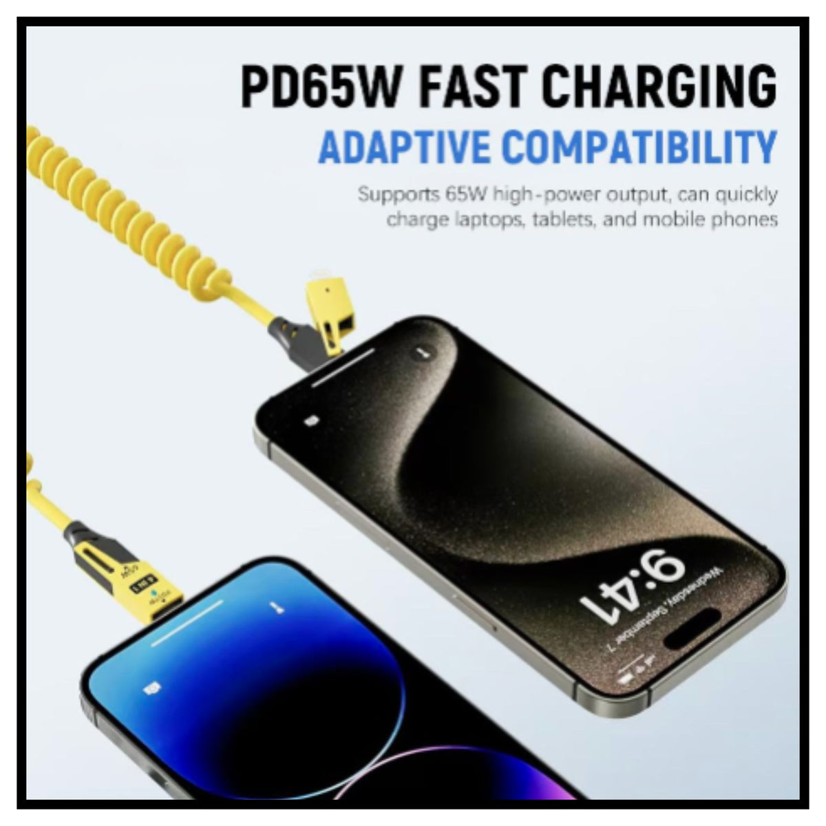 ⚡ 4 in 1 Fast Charging and Data Cable 65W PD Fast Charging – Type-C Lightning Micro USB Spring Cable for Phones Tablets Laptops
