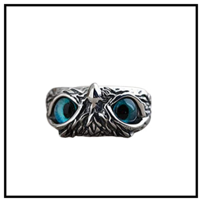 Open Ring Retro Adjustable Creative Decorative Finger Ring Animal Alloy Owl Eye Ring