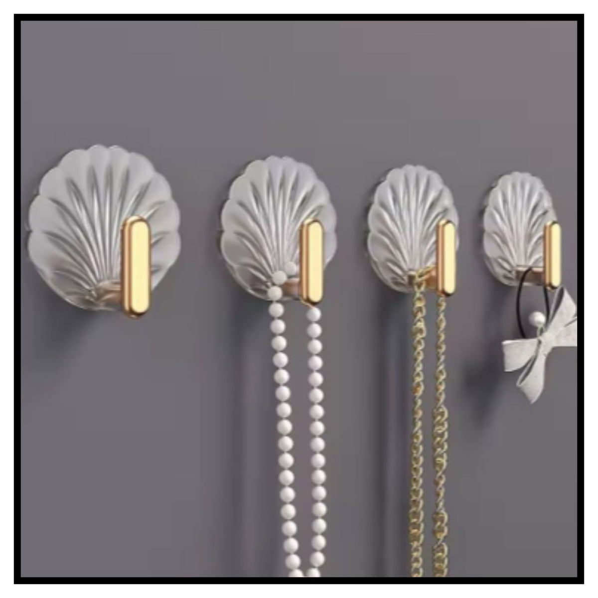 Gold & Silver Seashell Wall Hooks for Keys (Pack of 5)