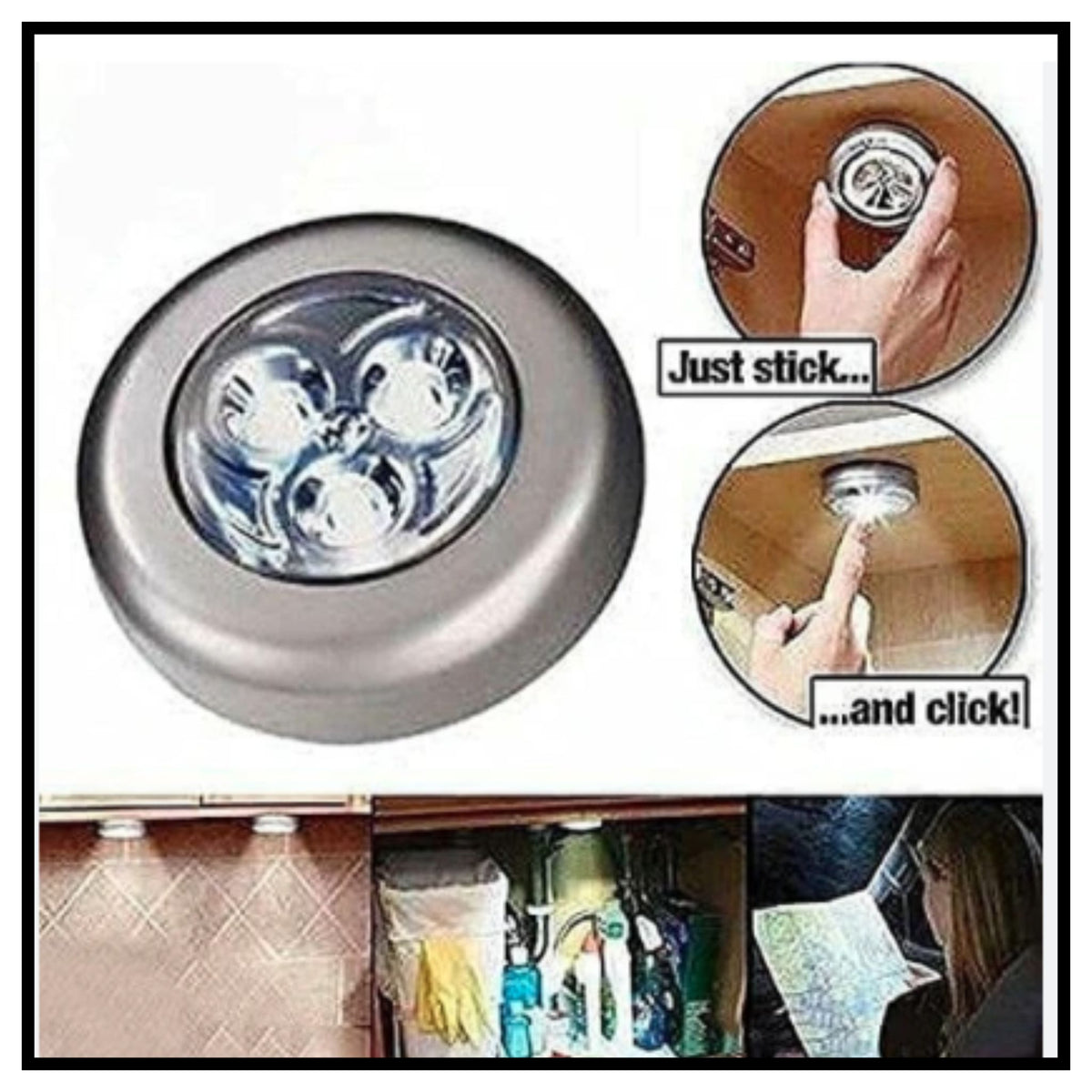 Touch Lamp Mini Round Emergency Light with Stick Tape for Home