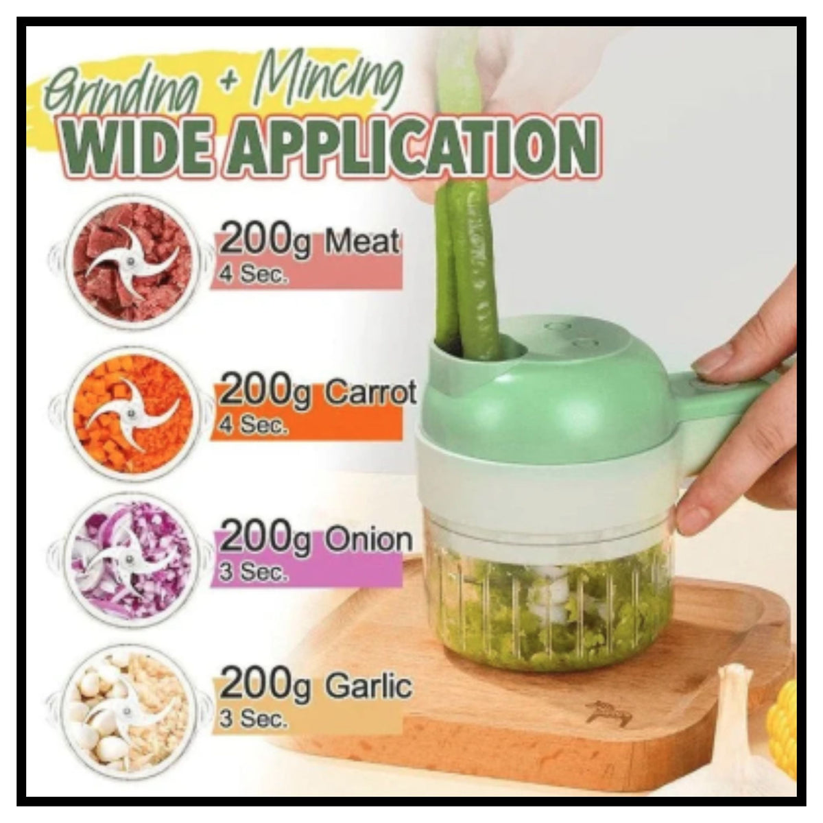 In4-in-1 Electric Vegetable Cutter, Slicer, Grater, Chopper
