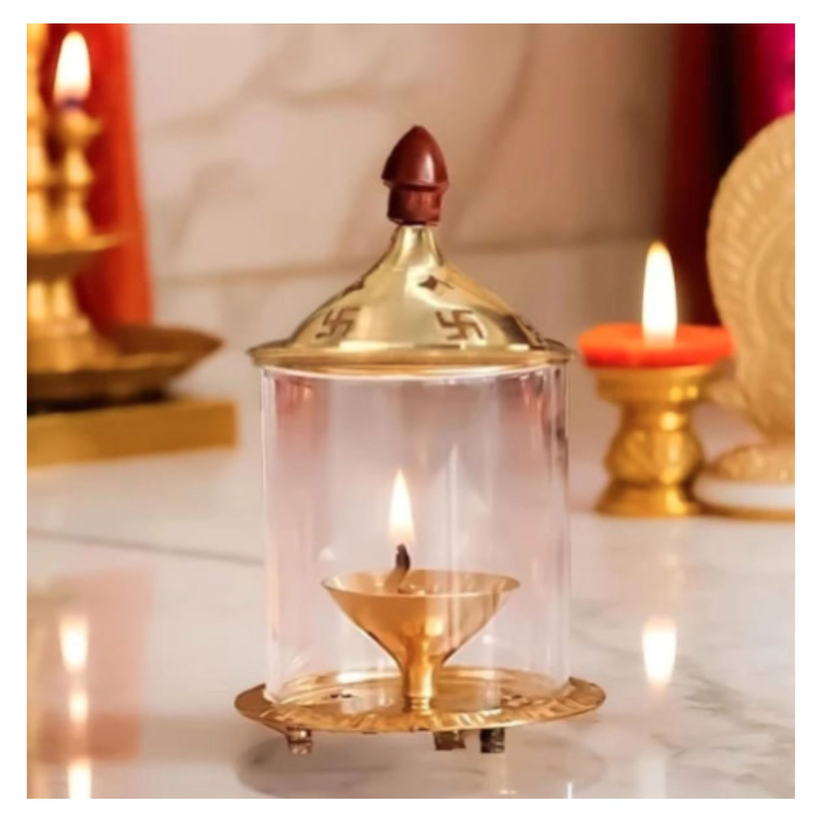 Decor Akhanddeep Brass Golden Diya