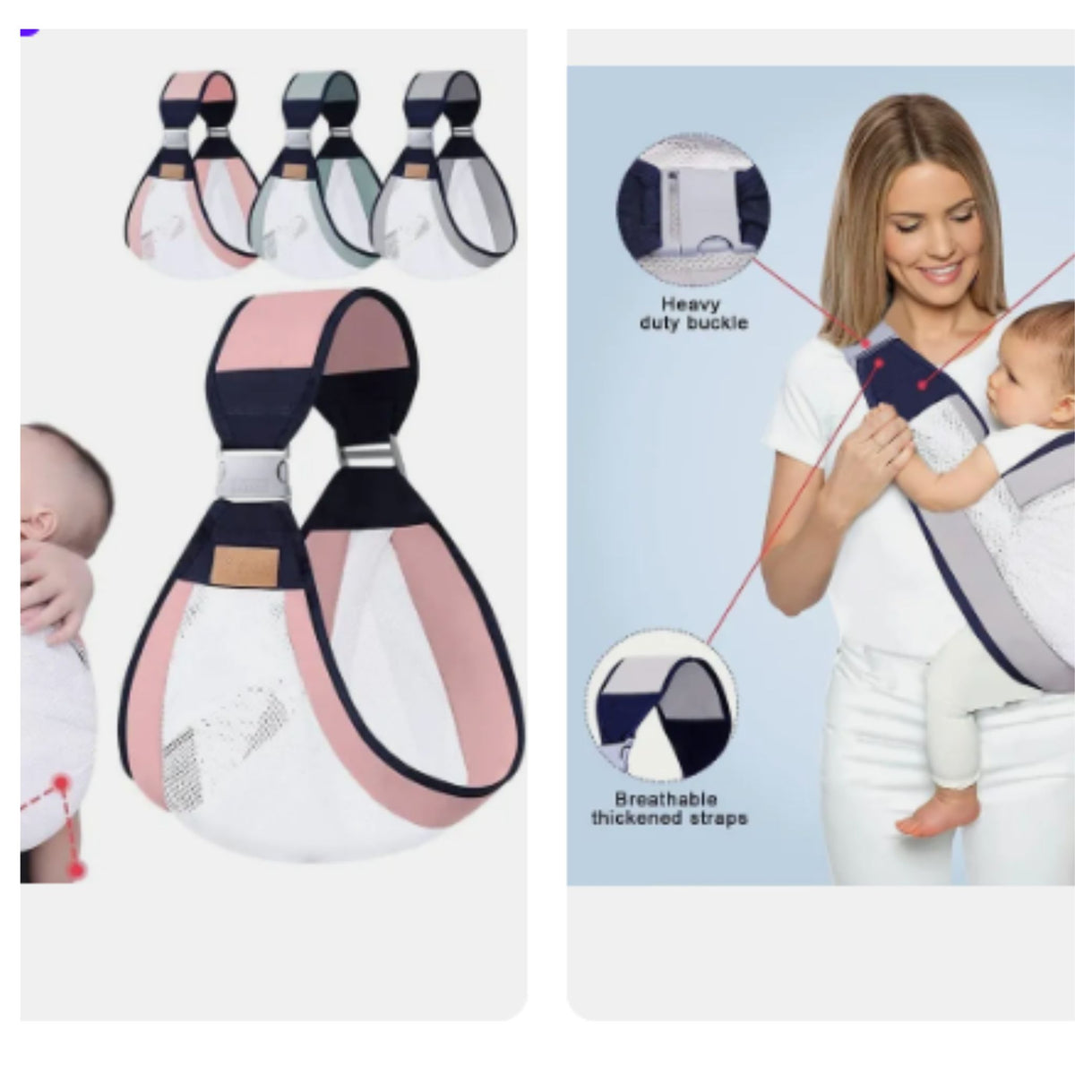 Baby Sling Carrier Adjustable Baby Holder Carrier Baby Half Wrapped Sling Hip Carrier Breathable Cotton Mesh Fabric for Newborn