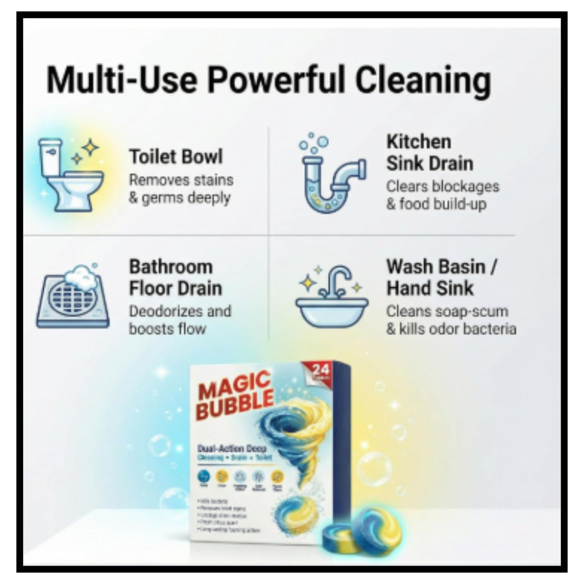 Dula Action Magic Toilet Tablet 24Tablets (Pack of 2)