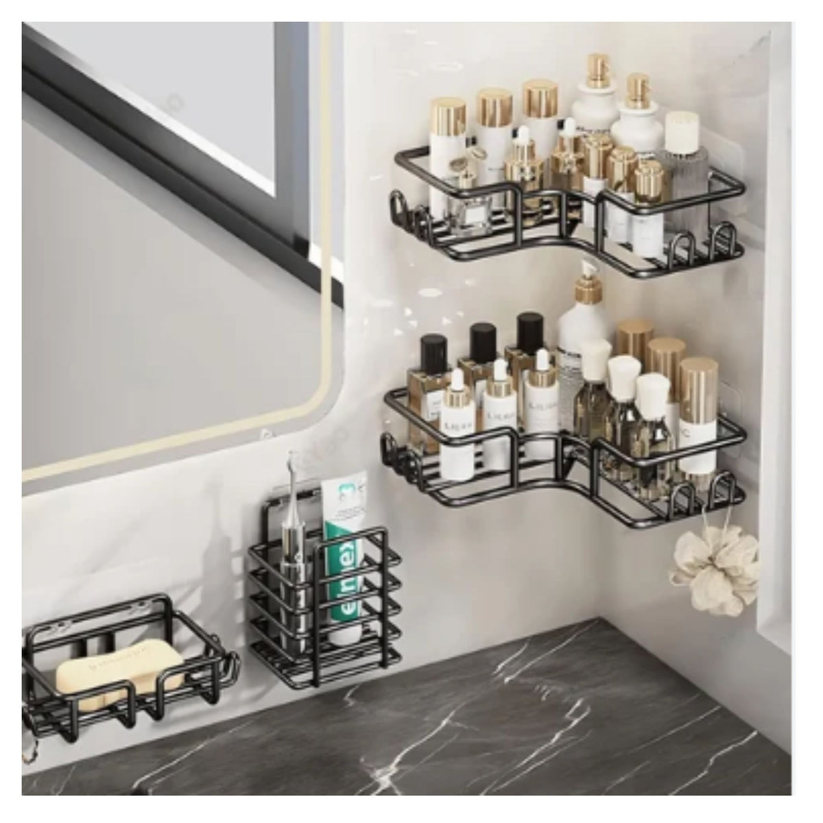 Rustproof Corner Wire Shelf Space-Saving Durable & Stylish Wall-Mounted Organizer