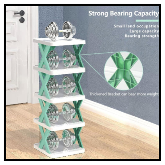 👟 4 Layer Stylish Shoe Storage Organizer – Multi Purpose Stackable Shoe Rack with Strong Bearing Capacity and X Bracket Design