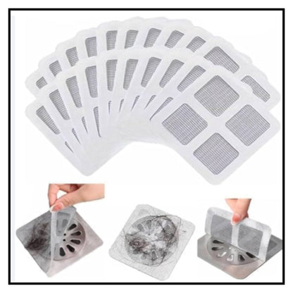 Drain Hair Catcher Waterproof Mesh Stickers for Bathroom ( Pck Of 10 )