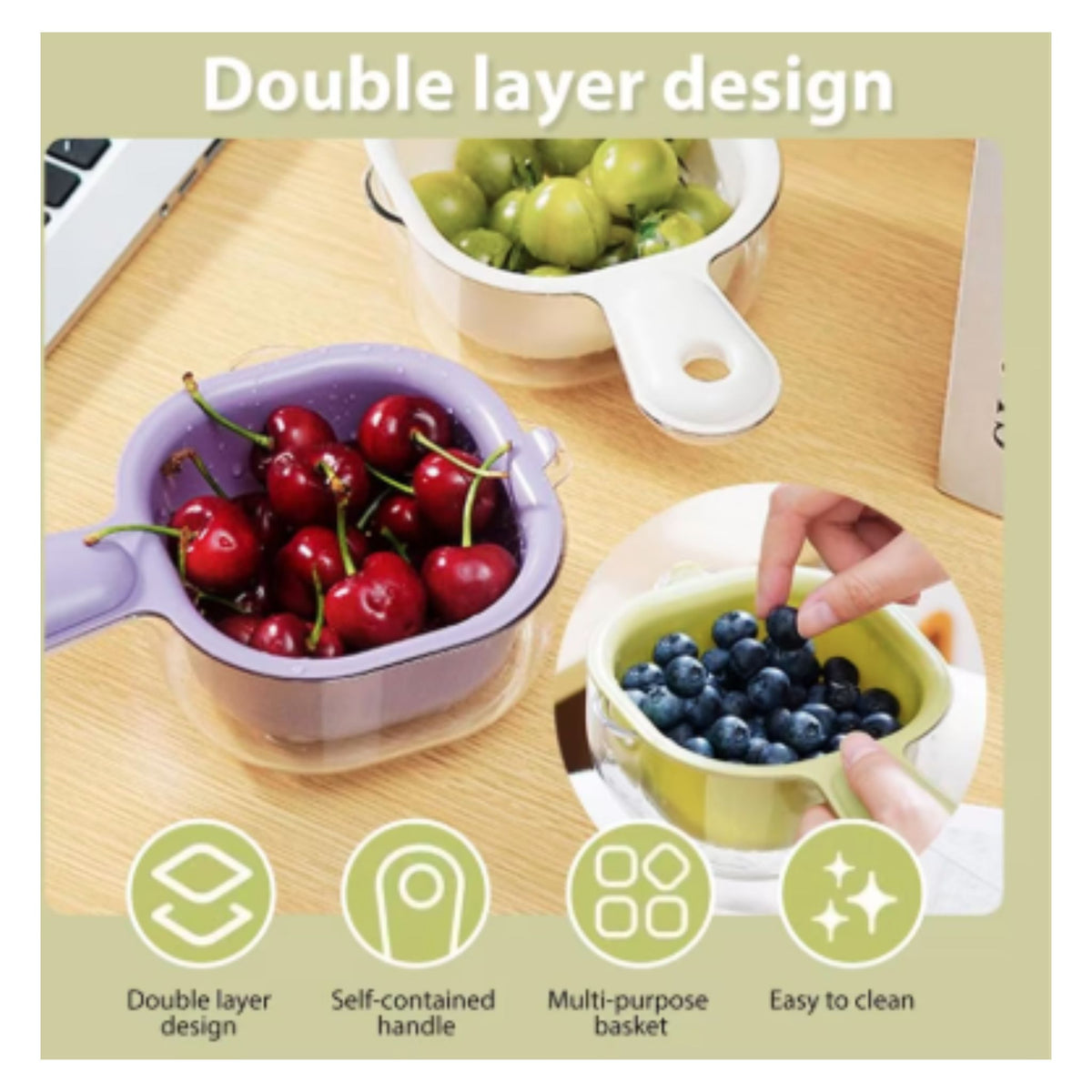 Vegetable & Fruit Washing Bowl with Handle