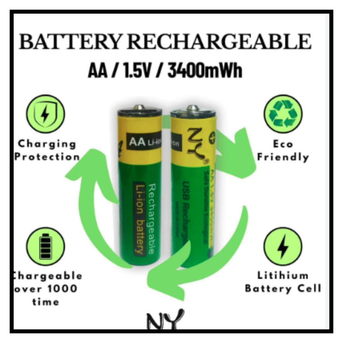 Type C Rechargeable Batteries(Pack of 2)