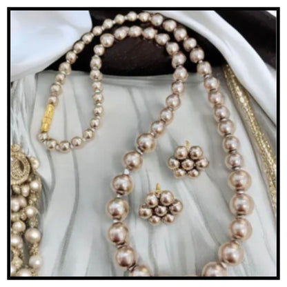 Pearl Studded & Beaded Jewellery Set with watch