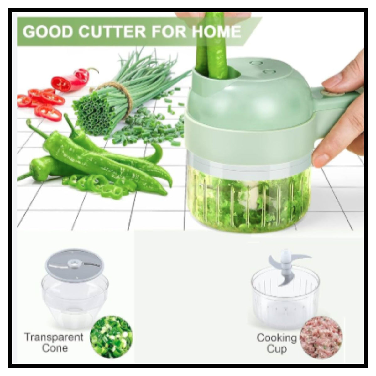 In4-in-1 Electric Vegetable Cutter, Slicer, Grater, Chopper