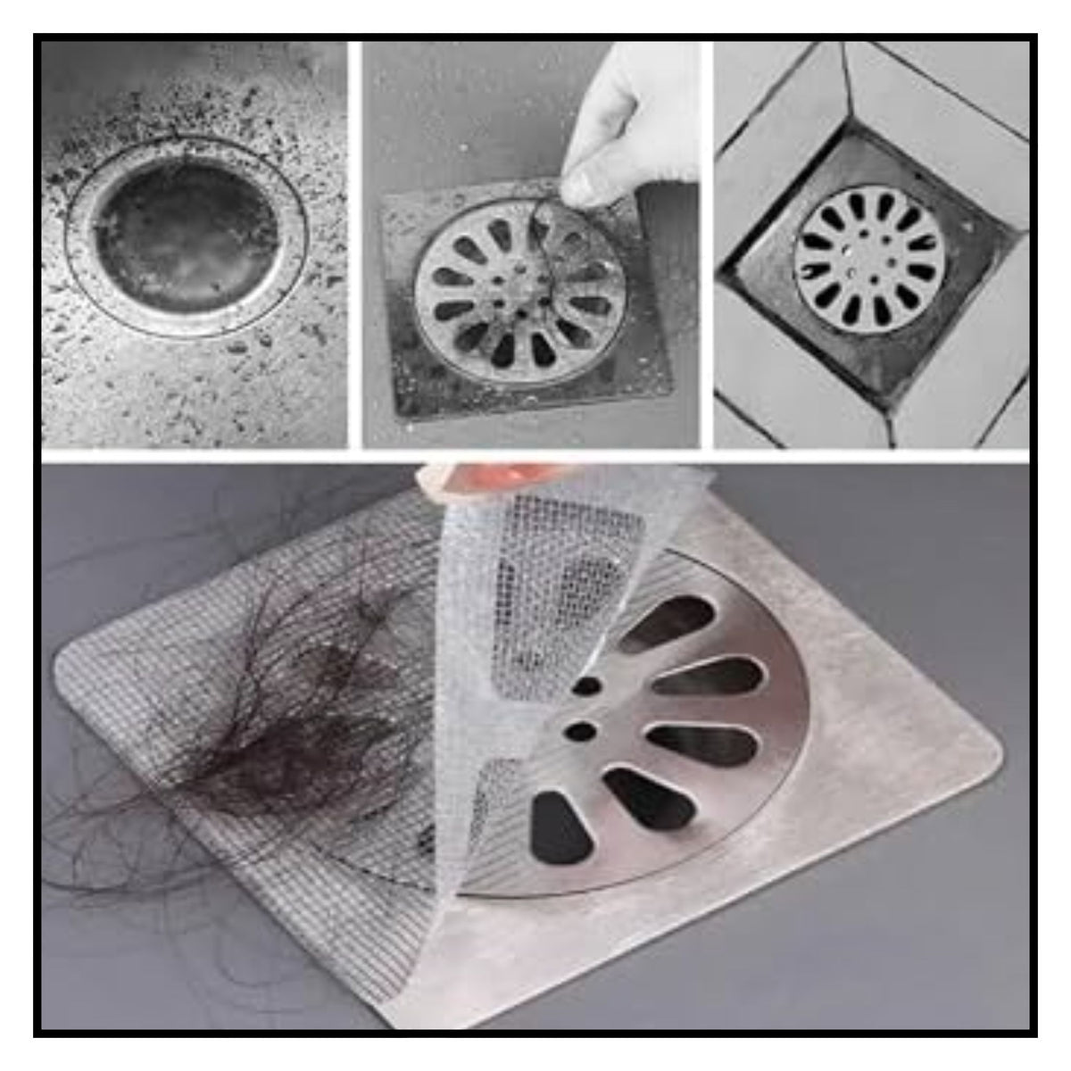 Drain Hair Catcher Waterproof Mesh Stickers for Bathroom ( Pck Of 10 )
