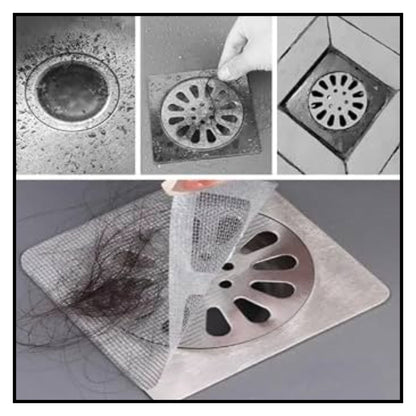 Drain Hair Catcher Waterproof Mesh Stickers for Bathroom ( Pck Of 10 )