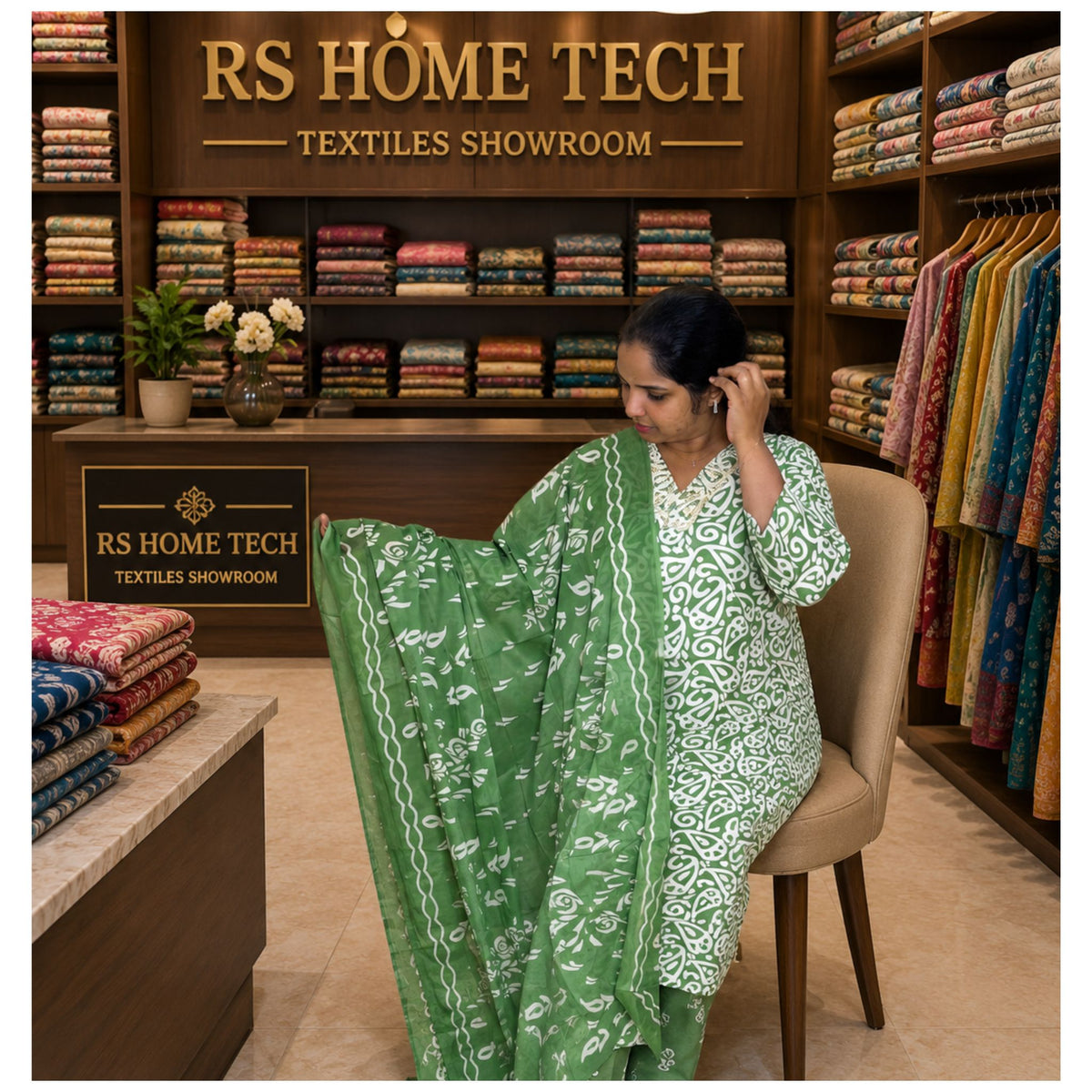रेघा चूड़ीदार-हरा (414138) (5XL)