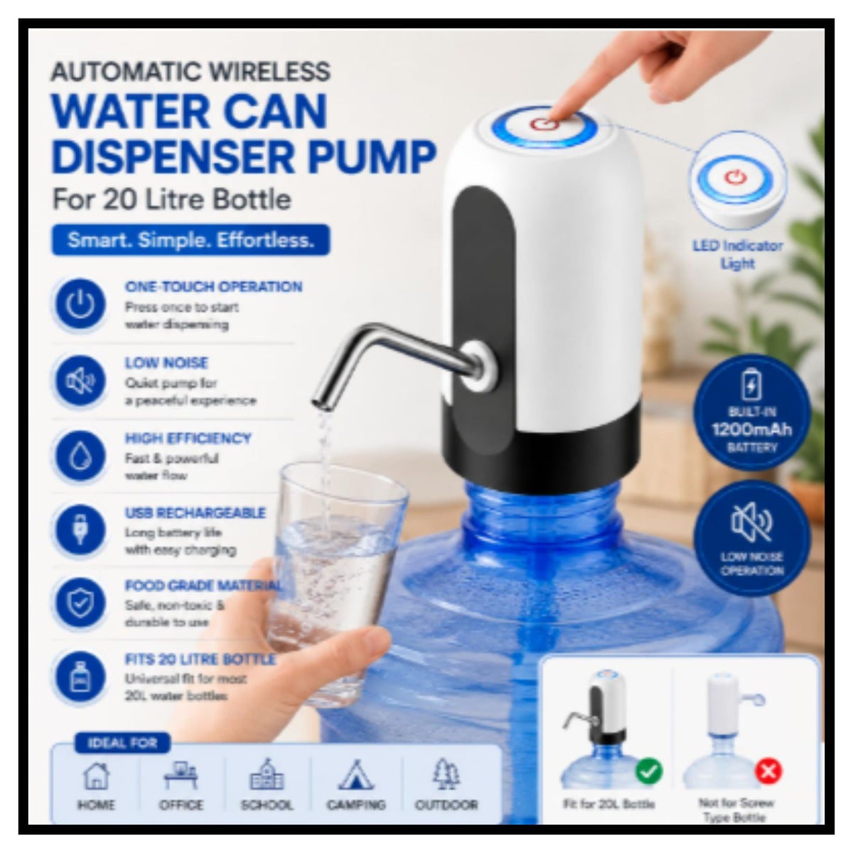 Automatic Wireless Water Can Dispenser Pump for 20 Litre Bottle