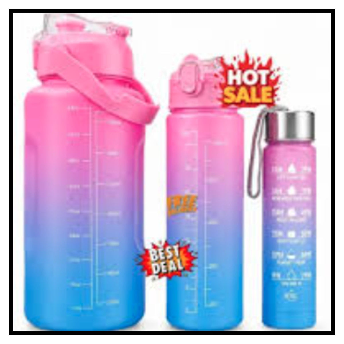 3 Water Bottle with Motivational Time Marker (Pack of 3)