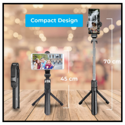 EARPHONIX Wireless Bluetooth Foldable XT-02 (K10) Mini Tripod Extendable Selfie Stick
