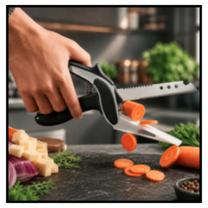 Multi Function Kitchen Vegetable Food Chopper Scissors With Spring Action And Locking Hinge