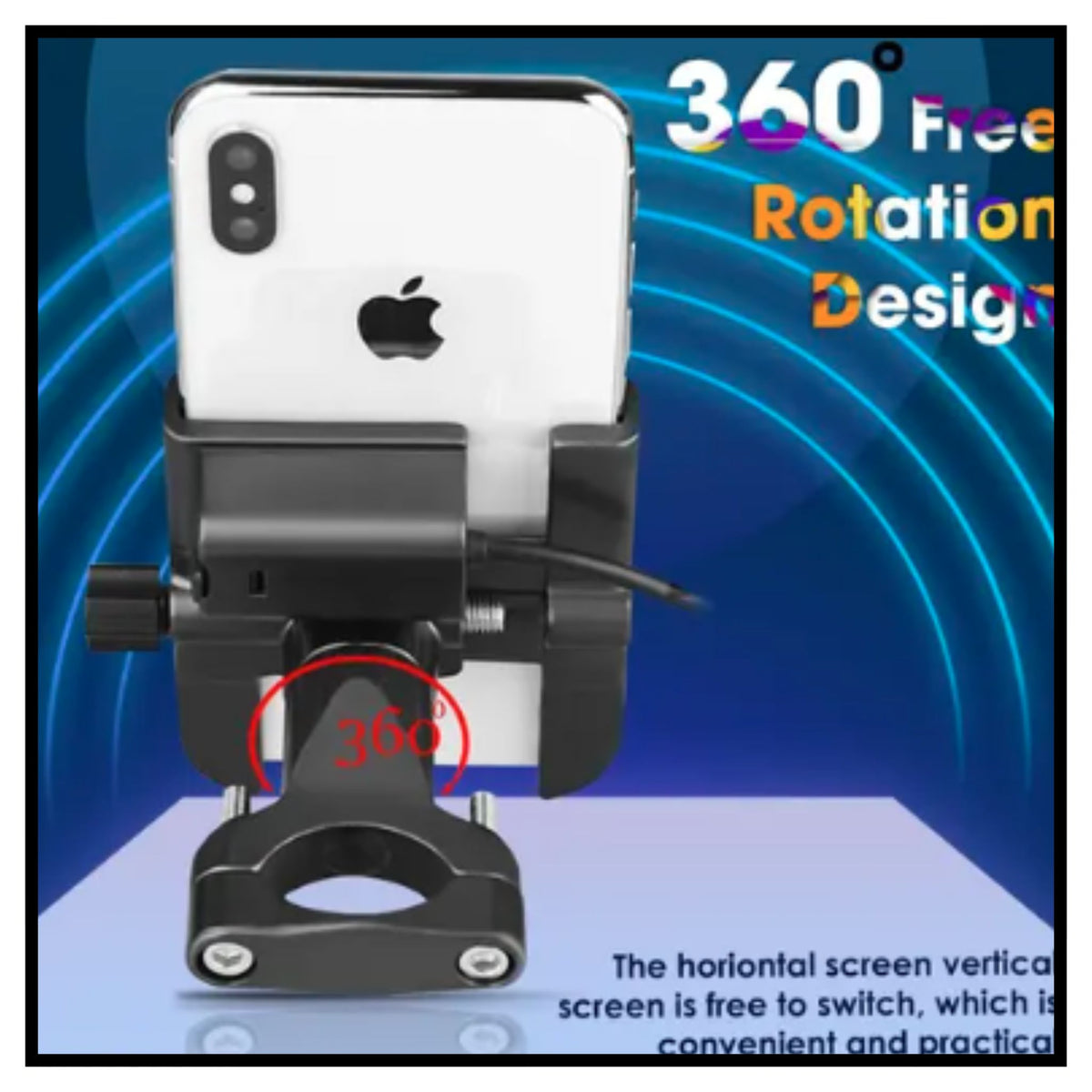 Bike Mount Holder for Navigation 360 Degree Rotating Handlebar